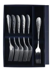 Серебряный столовый набор  "Капелька кованая" на 6 персон (6 предметов)