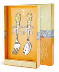 Серебряный детский набор «Девочка» с золочением