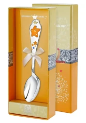 Серебряная детская ложка «Звезда» для мальчика с эмалью