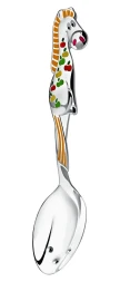 Серебряная детская ложка «Лошадка в яблоках» с рыжей эмалью