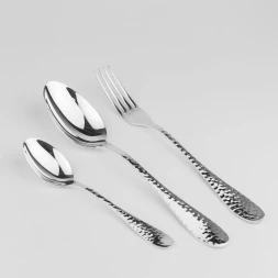 Серебряный столовый набор "Капелька кованая" на 1 персону (3 предмета)