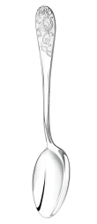 Серебряная чайная ложка «Роза» с белой эмалью