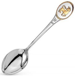 Серебряная чайная ложка «Знак Зодиака Телец» с золочением
