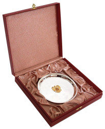 Серебряный поднос "Герб" с золочением