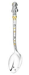 Серебряная детская ложка "Кукла с бантами" с золочением