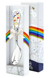 Серебряная детская ложка "Зодиак Весы" с золочением и эмалью