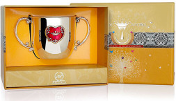 Серебряный детский поильник «Сердце» с эмалью