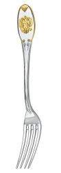 Серебряная столовая вилка «Единство» с золочением