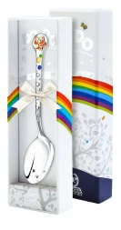 Серебряная детская ложка «Котенок» с рыжей эмалью