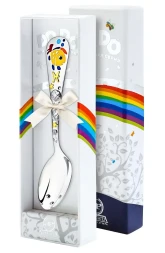 Серебряная детская ложка "Зодиак Рыбы" с золочением и эмалью