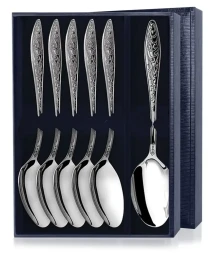 Набор из 6 серебряных столовых ложек «Морозко»