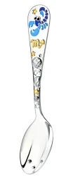 Серебряная детская ложка "Зодиак Скорпион" с золочением и эмалью