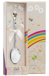 Серебряная детская ложка «Котенок» с черной эмалью