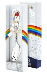 Серебряная детская ложка «Зодиак-Водолей» с золочением и эмалью