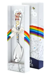 Серебряная детская ложка "Зодиак Телец" с золочением и эмалью