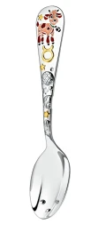 Серебряная детская ложка "Зодиак Телец" с золочением и эмалью
