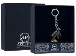 Серебряный брелок для ключей «Питбуль» с чернением