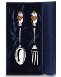 Серебряный столовый набор «Единство» на 1 персону (2 предмета) с золочением