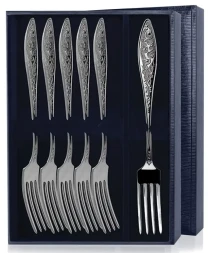 Набор из 6 серебряных столовых вилок «Морозко»