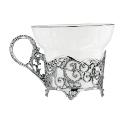 Чашка чайная "Кружевные узоры" с чернением