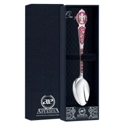 Серебряная ложка «Ангел-Хранитель» красной с эмалью