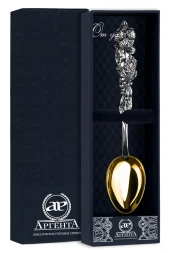 Серебряная чайная ложка «Натюрморт» с золочением и чернением