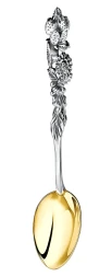 Серебряная чайная ложка «Натюрморт» с золочением и чернением