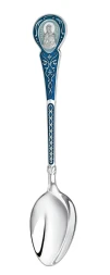 Серебряная чайная ложка «Матрона» с синей эмалью