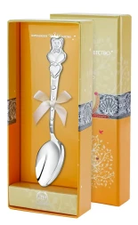 Серебряная детская ложка «Мишка с сердечками»