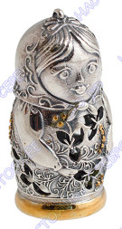 Серебряный колокольчик «Матрешка» с золочением