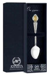 Серебряная чайная ложка «Казанская Божья Матерь» с золочением