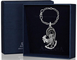 Серебряный брелок «Петух» с чернением