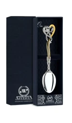 Серебряная чайная ложка «Весна» с золочением