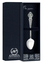 Серебряная чайная ложка «Николай Чудотворец» с чернением