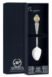 Серебряная чайная ложка «Николай Чудотворец» с золочением