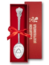 Серебряная чайная именная ложка «Аделаида» с сердцем