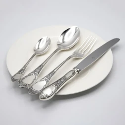 Серебряный столовый набор «Престиж» с чернением на 12 персон (48 предметов)