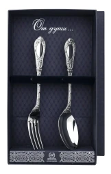 Серебряный десертный набор "Фамильный" на 1 персону (2 предмета)