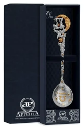 Серебряная чайная ложка «Зодиак Зодиака Весы» с золочением