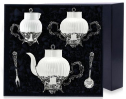 Серебряный чайный набор «Симфония» с чернением