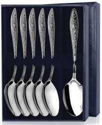 Серебряный десертный набор "Морозко" на 6 персон (6 предметов)