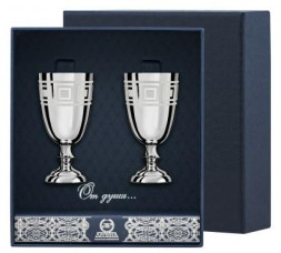 Набор серебряных рюмок №1 с рисунком «Квадрат»