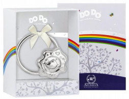 Серебряная погремушка «Птичка на кольце»