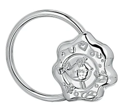 Серебряная погремушка «Птичка на кольце»