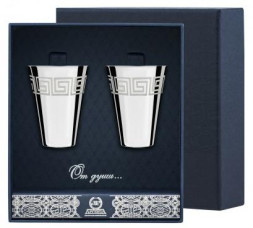 Серебряный набор рюмок гладких с рисунком «Греческий»