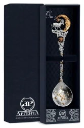 Серебряная чайная ложка «Зодиак-Козерог» с золочением