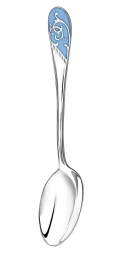 Серебряная чайная ложка «Кружевные узоры» с голубой эмалью