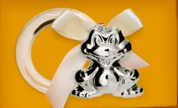 Серебряная погремушка «Лягушка» на кольце