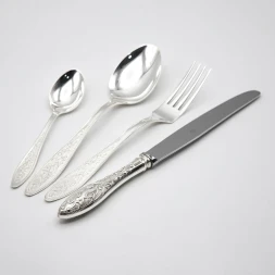 Серебряный столовый набор "Морозко" на 1 персону (4 предмета)