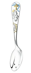 Серебряная детская ложка «Крестильная» с эмалью для мальчика